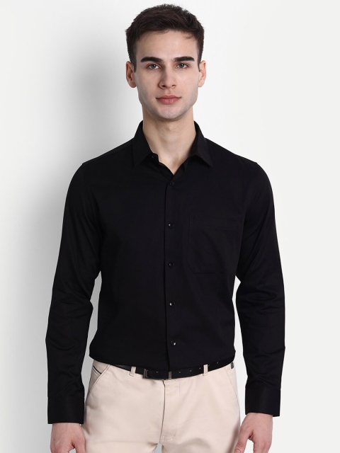 

FINNOY Men Black Slim Fit Opaque Cotton Formal Shirt