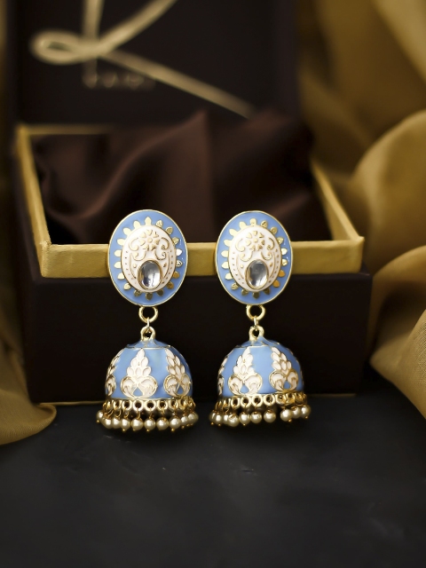 

Kairi Blue & Cream-Coloured Dome Shaped Jhumkas Earrings
