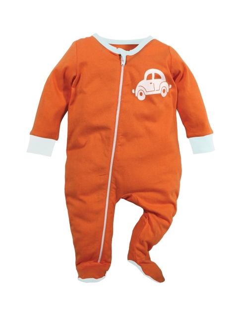 

Nino Bambino Infant Kids Orange & White Organic Cotton Printed Romper