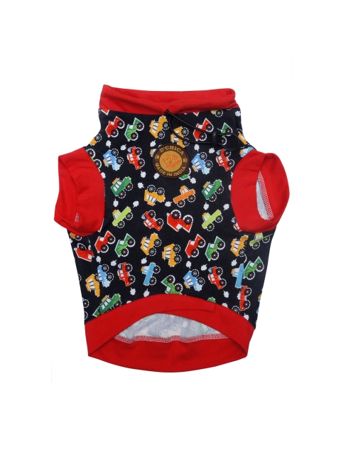 

Dchica Paws Black & Red Printed Cotton Dog T-Shirt