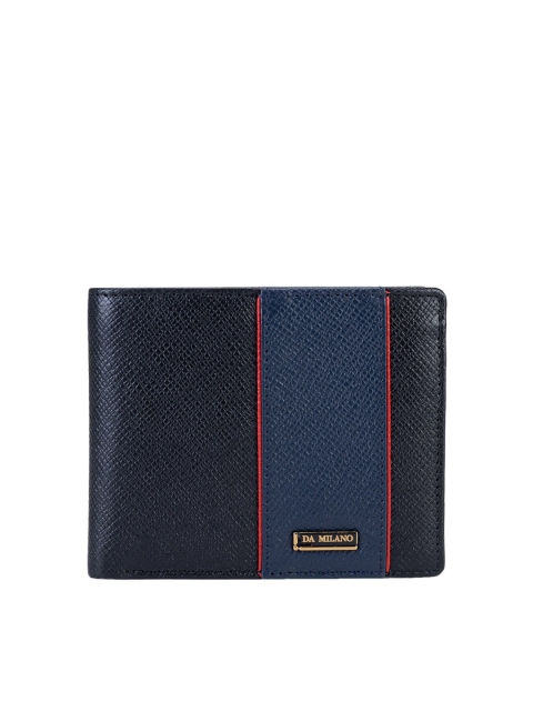 

Da Milano Women Black & Blue Textured Leather Two Fold Wallet