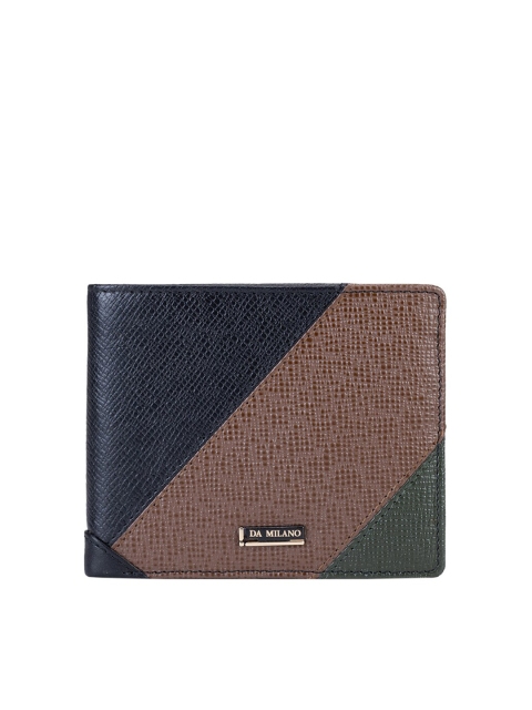 

Da Milano Women Black & Brown Textured Leather Two Fold Wallet