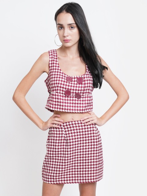 

Purple State Women Red & White Top with Skirt