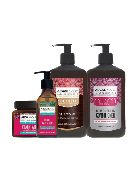 

ARGANICARE Pack of 4 Damage Repair Luxury Wellness Set, Brown