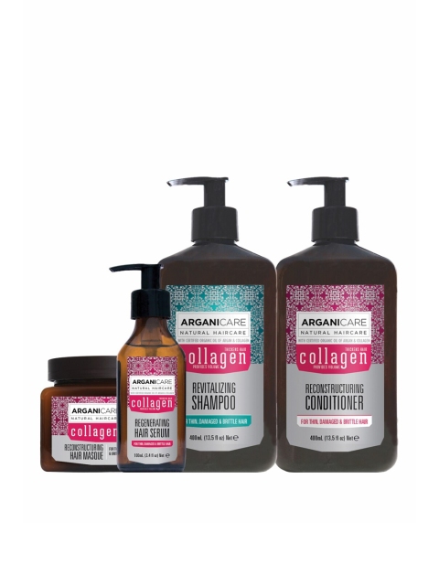 

ARGANICARE Natural - Anti-aging Wellness Combo Set (Shampoo, Conditioner, Masque & Serum), Brown