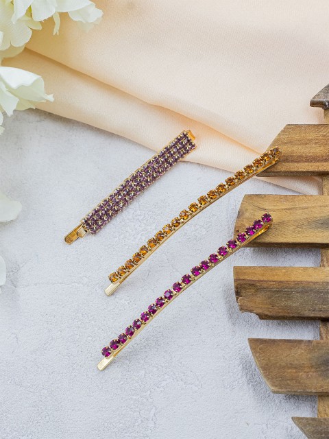 

Bellofox Women Gold-Toned Set of 3 Embellished Bobby Pins