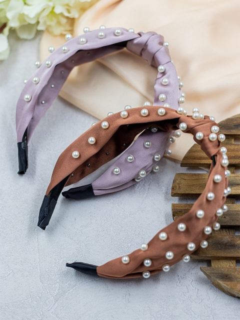 

Bellofox Women Set Of 2 Brown & Lavender Embellished Hairband