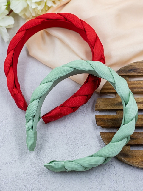 

Bellofox Women Red & Green Set of 2 Lace Hairband