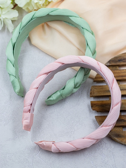 

Bellofox Women Pink & Green Set of 2 Hairband