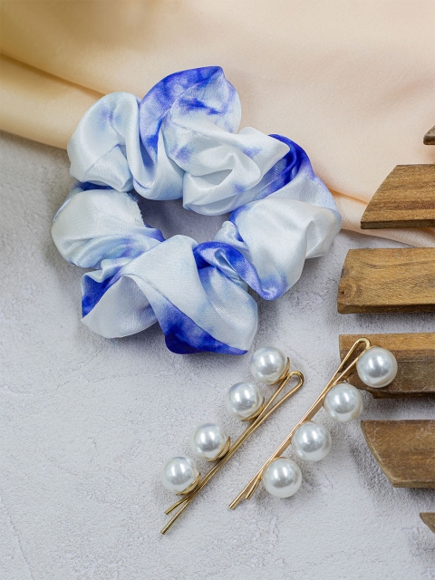 

Bellofox Women Purple & White Set of 3 Bobby Pins & Ponytail Holder