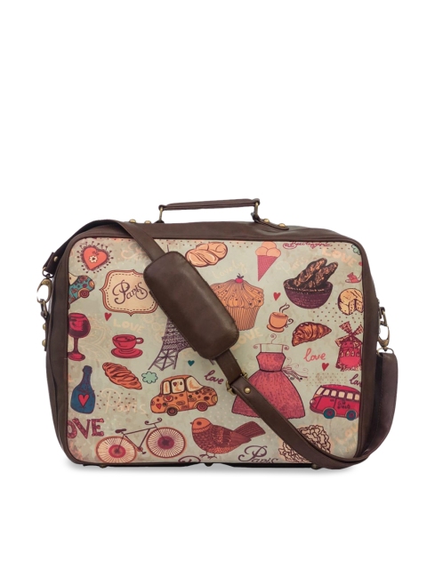 

BandBox Brown Printed PU Structured Satchel