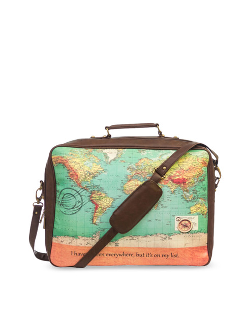 

BandBox Brown Printed PU Structured Satchel