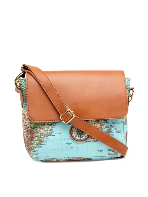 

BandBox Blue Printed PU Structured Sling Bag