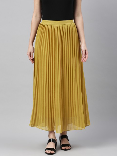 

XO LOVE Mustard Yellow Accordion Pleated A-Line Skirt