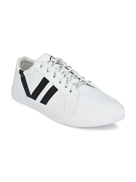 

DERBY KICKS Men White Striped Sneakers