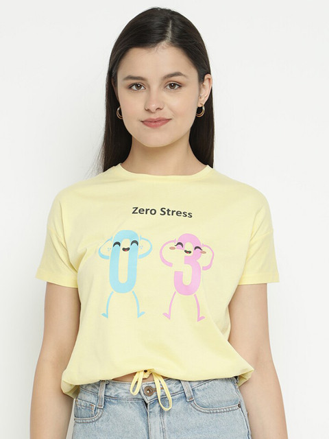 

V2 Value & Variety Yellow & Pink Extended Sleeves Blouson Top