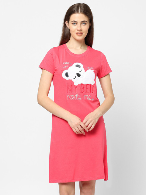 

Sweet Dreams Coral Printed Nightdress