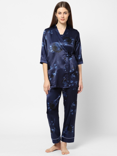 

Sweet Dreams Women Navy Blue Printed Night suit with Camisole