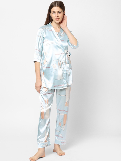 

Sweet Dreams Women Blue & Beige Printed Night suit