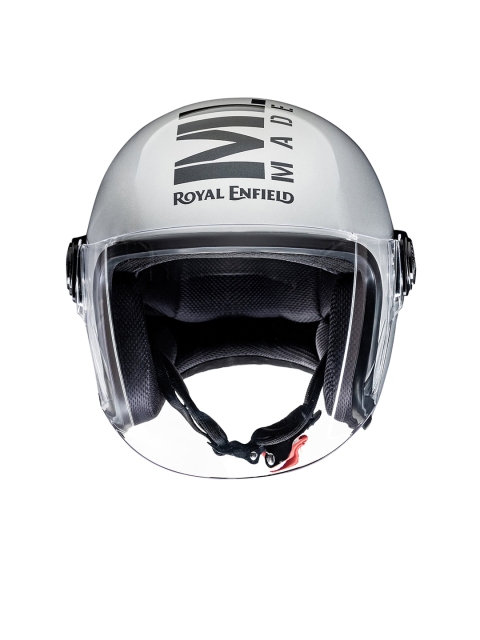 

Royal Enfield Men Silver-Toned & Black Printed Open Face MLG Helmet