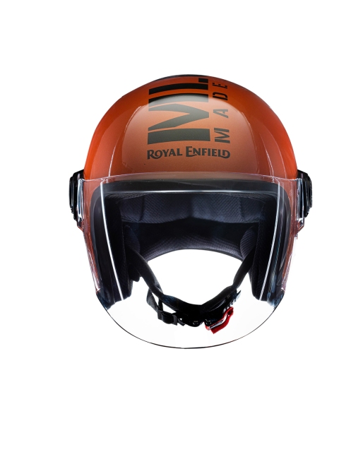 

Royal Enfield Men Orange & Black Printed Open Face MLG Helmet