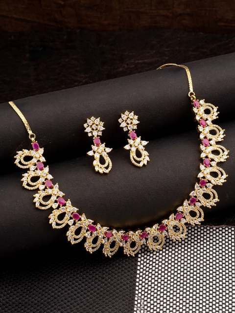 

Studio Voylla Gold-Toned & Red Brass Gold-Plated Antique Necklace