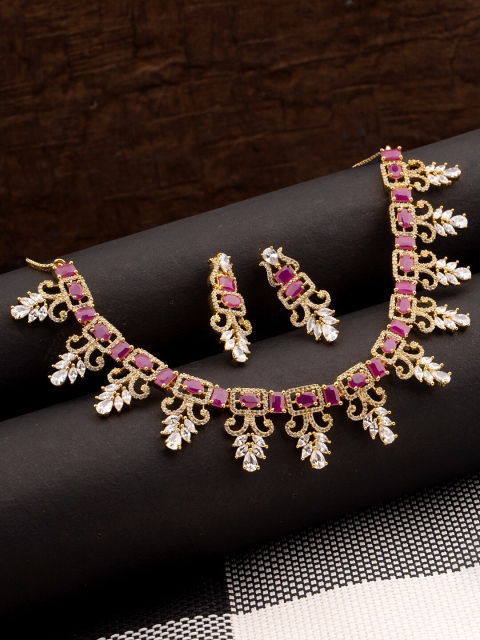

Studio Voylla Gold-Toned & White Brass Gold-Plated Antique Necklace
