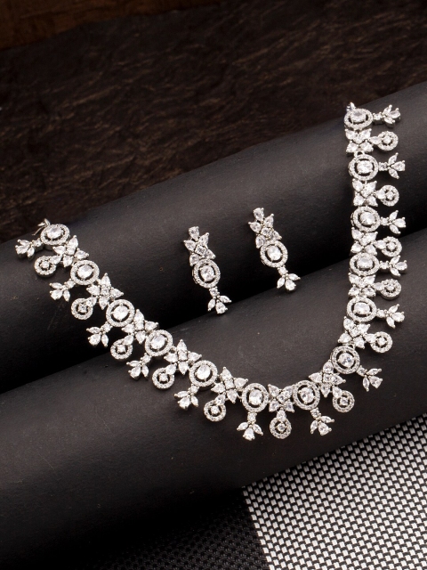 

Studio Voylla Silver-Toned Brass Rhodium-Plated Antique Necklace