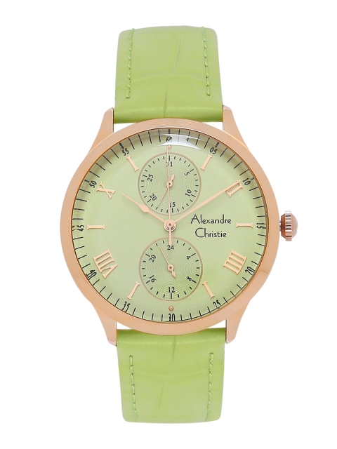 

Alexandre Christie Women Green Dial & Green Leather Straps Analogue Watch 2943BFLRGGN
