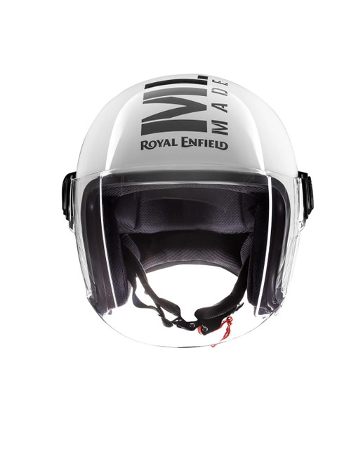 

Royal Enfield Men White & Black Printed Open Face MLG Helmet