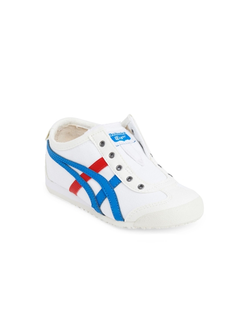 

Onitsuka Tiger Kids White & Blue Striped Slip-On Sneakers