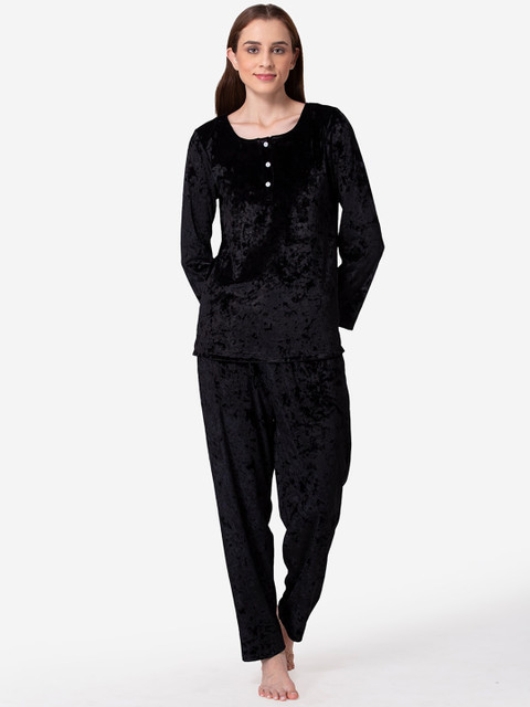 

Fluffalump Women Black & Pink Printed Night suit