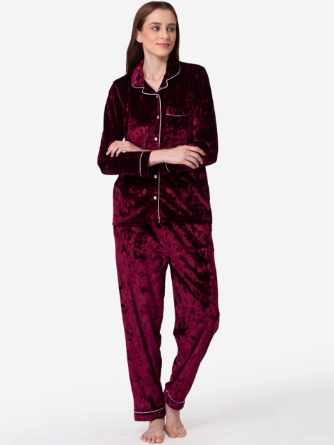 

Fluffalump Women Maroon Printed Night suit