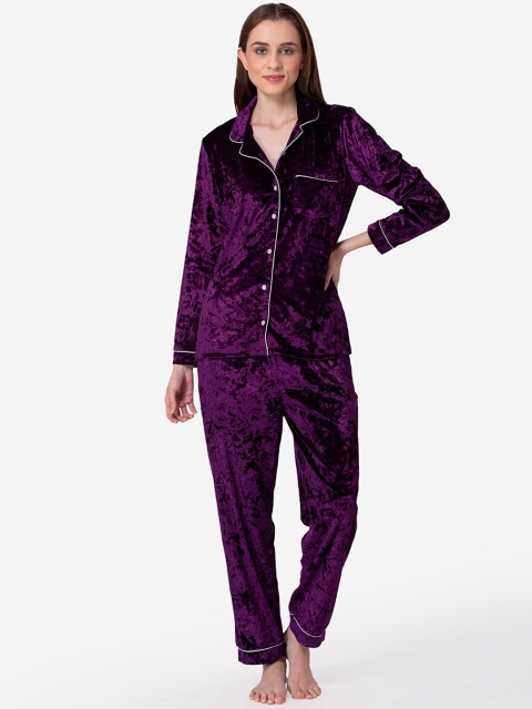 

Fluffalump Women Purple Printed Night suit
