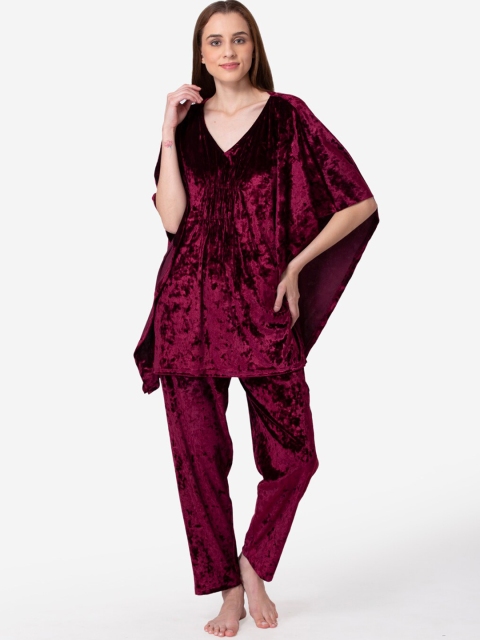 

Fluffalump Women Maroon Printed Night suit