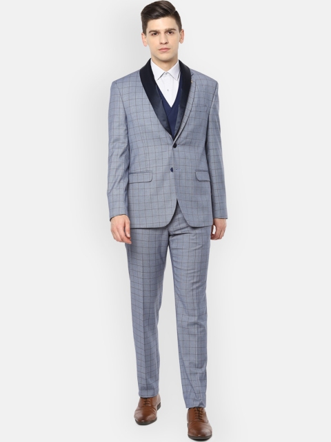 

Van Heusen Men Grey & Black Checked Slim-Fit Single-Breasted 4 Piece Formal Suit