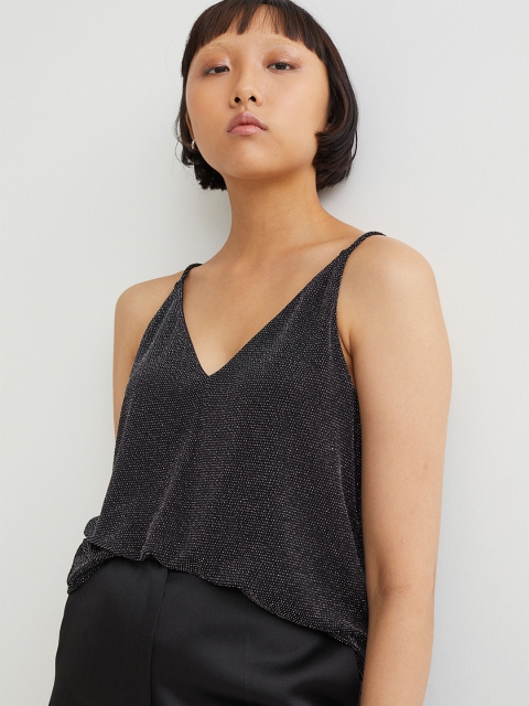 

H&M Women Black V-Neck Strappy Top