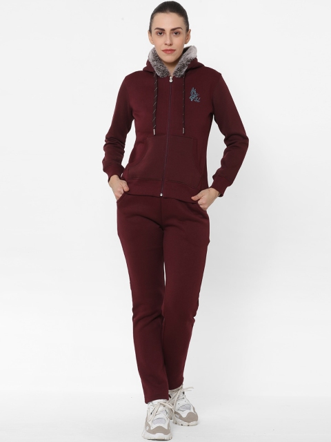 

Sweet Dreams Women Burgundy Solid Track Suit