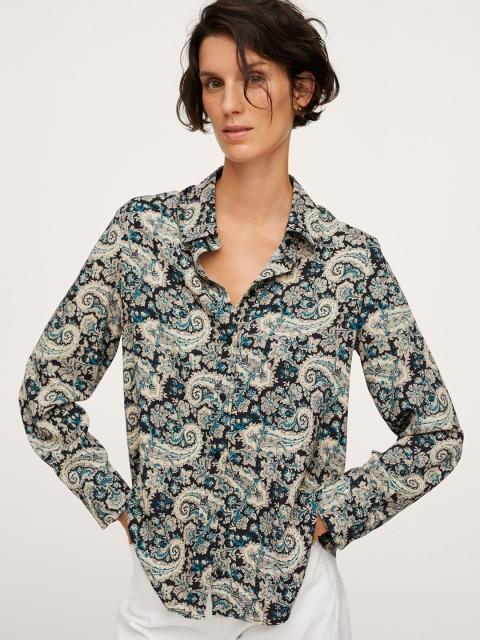 

MANGO Women Black & Beige Paisley Printed Casual Shirt