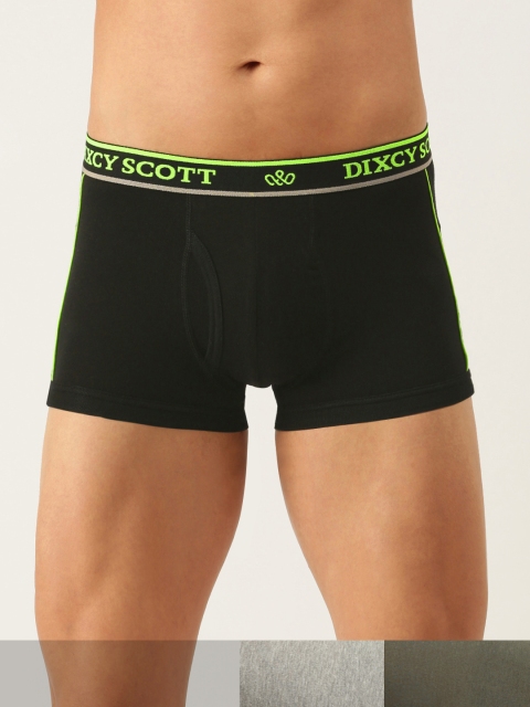 

DIXCY SCOTT Men Pack of Three Solid Trunks, Black