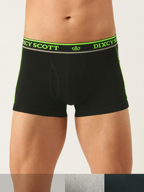 

DIXCY SCOTT Men Pack of Three Solid Trunks, Black