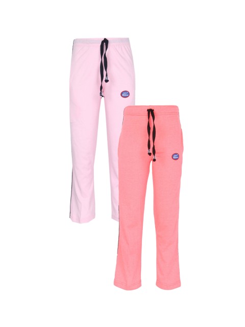 

VIMAL JONNEY Kids Pack Of 2 Solid Cotton Track Pants, Peach