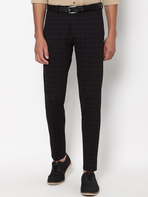 

Allen Solly Men Black Checked Slim Fit Trousers