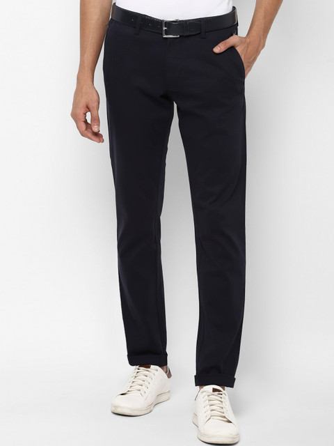 

Allen Solly Men Navy Blue Solid Slim Fit Trousers