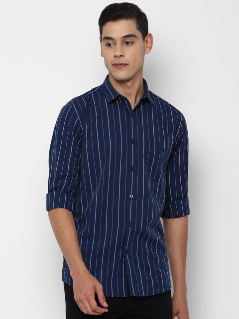 

Allen Solly Men Navy Blue Slim Fit Opaque Striped Casual Shirt