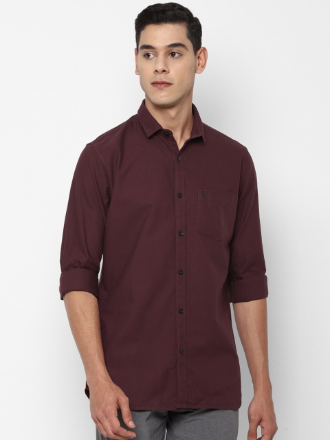 

Allen Solly Men Maroon Solid Slim Fit Pure Cotton Casual Shirt