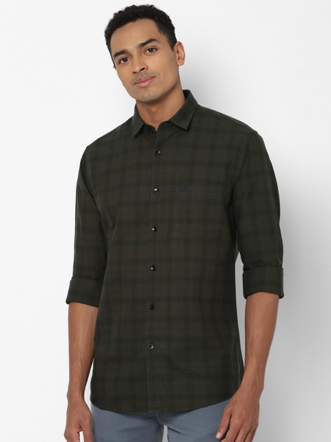 

Allen Solly Men Olive Green Slim Fit Checked Casual Shirt