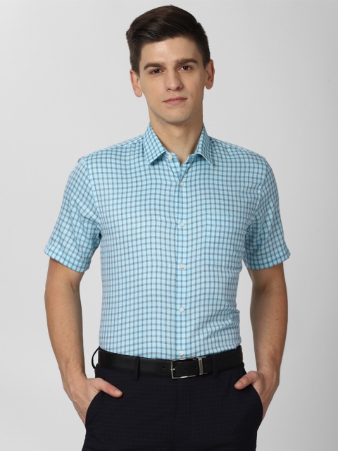 

Peter England Men Blue Opaque Checked Formal Shirt