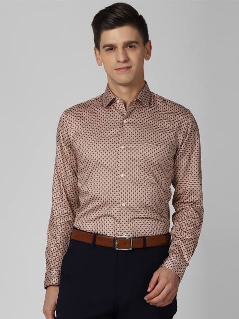 

Peter England Men Beige Slim Fit Opaque Printed Formal Shirt