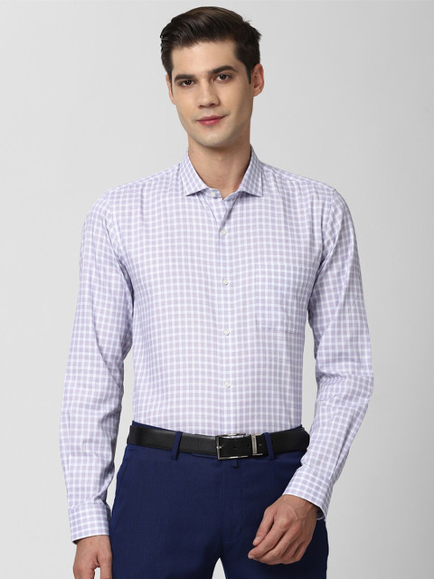 

Peter England Men White Slim Fit Opaque Checked Formal Shirt